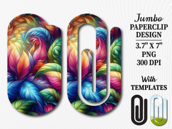 Bright Rainbow Feather Jumbo Paperclip