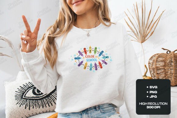 Color My School Cute Crayon Circle Art
