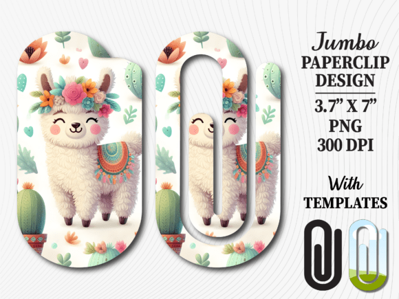 Cute Boho Llama Cactus Jumbo Paperclip