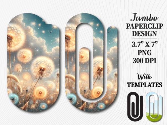 Dreamy Dandelion Sky Jumbo Paperclip