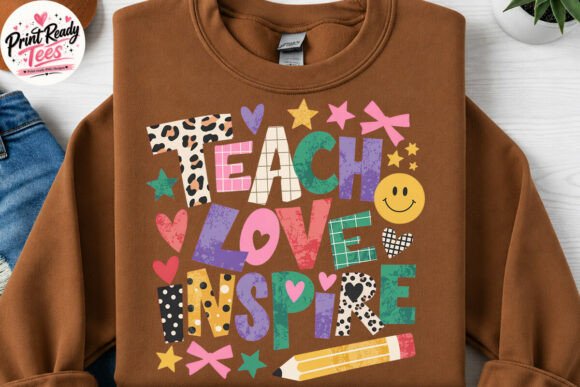 Evaluating the Teach Love Inspire Retro Teacher PNG for Creative Apparel and Craft Projects