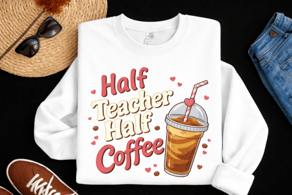 Half Teacher Half Coffee PNG, Funny Tee