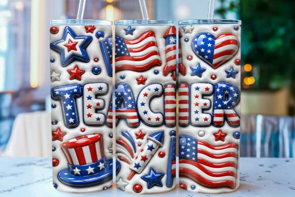 Inflated Patriotic Teacher Tumbler Wrap