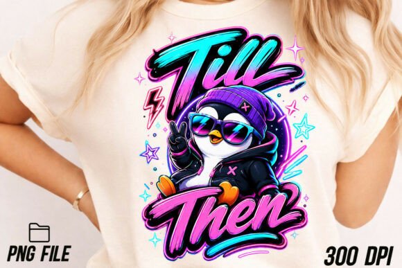 Neon Penguin Trendy PNG