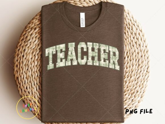 Sage Green Plaid Distressed Teacher PNG