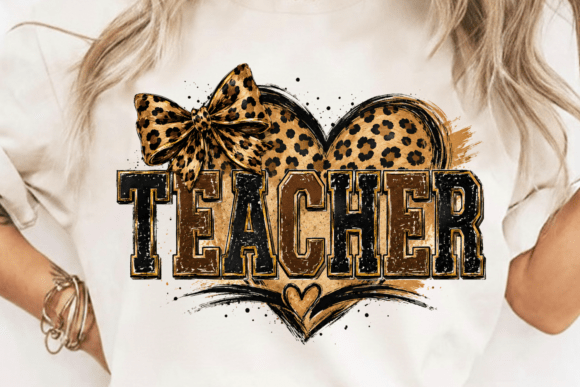 Teacher Leopard Bow Heart PNG: Elevate Your Classroom Style and Gift Ideas