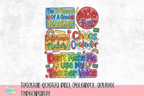 Teacher Quotes PNG, Colorful School Typography